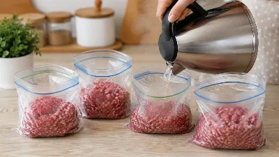 Вкуснее, сочнее и проще котлет: заливаю фарш в пакете кипятком — ужин как в ресторане за 30 минут