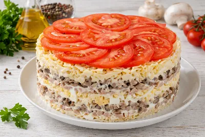 Этот обалденный салат обходит оливье на повороте: копчёная курица, грибы и сыр — праздничный хит без хлопот