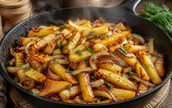 Легендарный вкус из детства: как правильно приготовить жареную картошку на топленом масле с луком