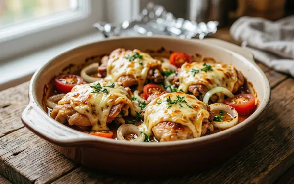 Праздничный ужин за 10 минут подготовки: готовим ленивое мясо по-французски из курицы на всю семью