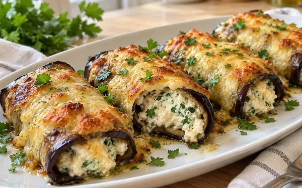 Самая популярная овощная закуска для большой компании: сочные баклажановые рулетики с чесночным творогом