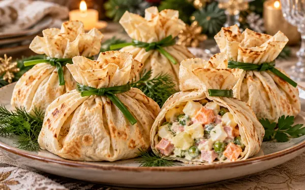 Оливье в "тазике" — прошлый век: подаю в лаваше — красиво, вкусно, без ложек и грязной посуды