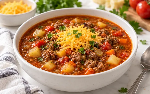 Вкуснее обычного фастфуда: суп "Бургер" с солеными огурчиками и сыром — семья просит каждый день