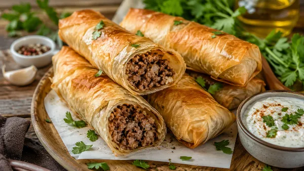 Золотистые трубочки, аппетитный хруст и насыщенная мясная начинка: эти лакомства из теста фило станут новым хитом вашего семейного меню