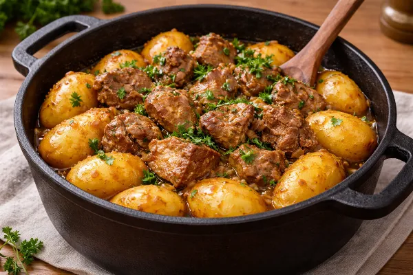 Картошка по-сибирски — сытнее, вкуснее и проще любого шашлыка: ароматное мясо тает, а клубни остаются целыми и сочными 