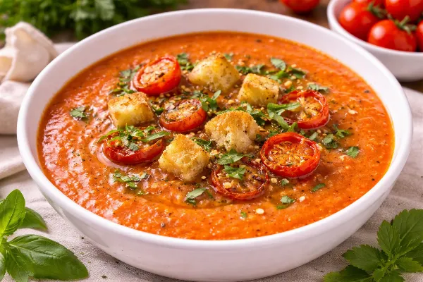 Запеките помидоры — и получите шедевр: суп‑пюре с глубоким вкусом. Простое блюдо с вау‑эффектом