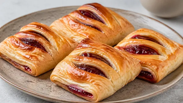 Быстрый десерт к чаю: слойки с клубничным вареньем. Хруст теста и сладость варенья — гармония вкуса без лишних усилий