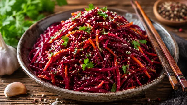 Хрустящая, пряная и удивительно вкусная: свёкла по‑корейски — это способ превратить обычный овощ в эффектную закуску, которая собирает восторженные комплименты