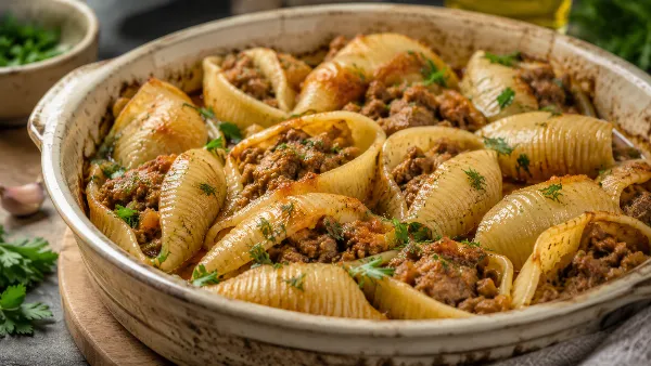 Идеальный вариант для быстрого, но сытного обеда: макароны‑ракушки с фаршем выглядят нарядно, пахнут восхитительно и съедаются моментально