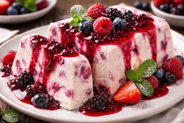 Семифредо с ягодным соусом — вкусное облачко в вашей тарелке. Легкий, воздушный, с яркой ягодной ноткой: рецепт для сладкоежек