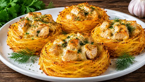 Картофельные гнёзда с курицей: когда обычная картошка превращается в украшение стола. Легко повторить дома — гости будут в шоке