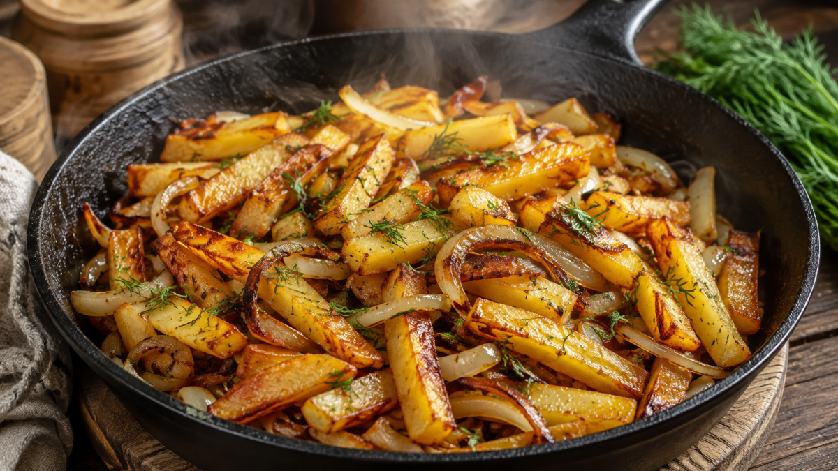 Легендарный вкус из детства: как правильно приготовить жареную картошку на топленом масле с луком